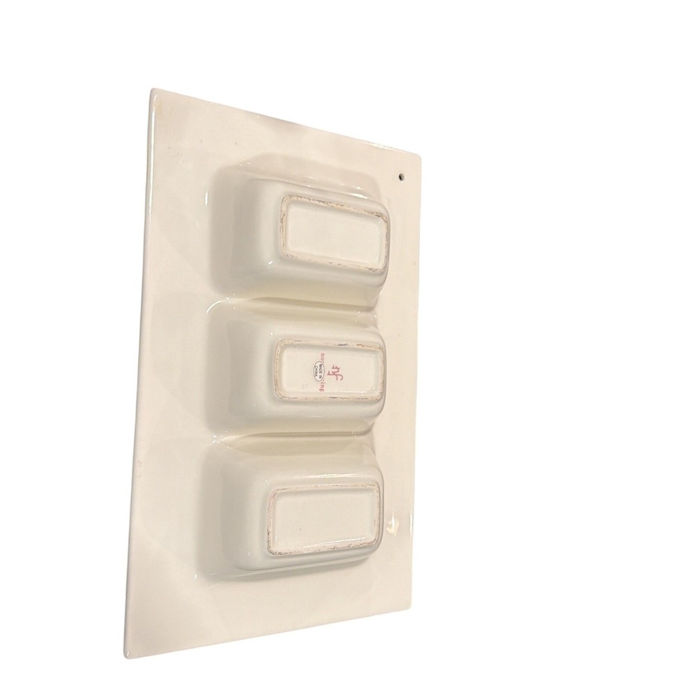 Napa Home & Garden White Ceramic 3 Compartment Beaded Serving Tray 14x8.5 - Picture 4 of 7